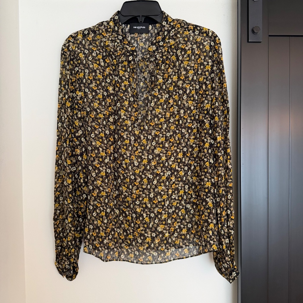 {SOLD} THE KOOPLES Floral Sheer Blouse Top Women’s Large - Picture 5 of 11